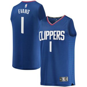 Camiseta Jawun Evans 1 Los Angeles Clippers Icon Edition Azul Hombre